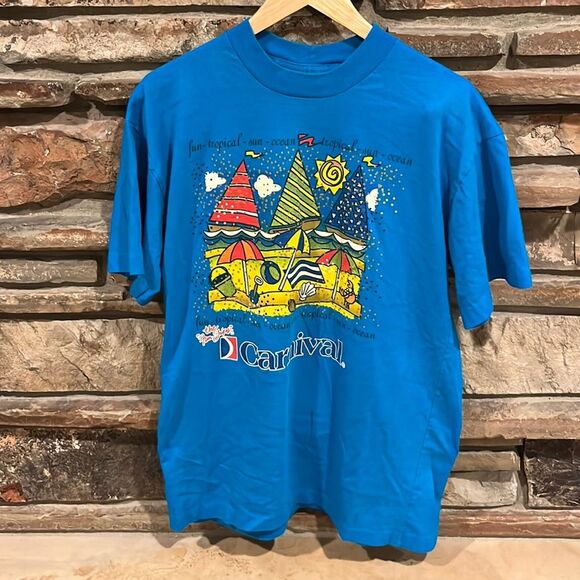 Vintage Other - Vintage Single Stitch Carnival Cruise Line Beach Scene Short Sleeve Crewneck Tee